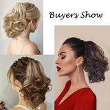 Popxstar Claw Ponytail Clip in Wavy Hair Extensions Short Curly Ponytail 12 Inch Natural Wave Hair Accessories for Women Girls Daily Use