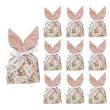 Popxstar  10pcs Easter Candy Bags with Drawstring Bunny Ear Design Goody Favor Treat Pouches for Party Birthday Celebration Egg Hunt