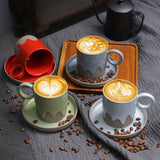 Creative Retro Coarse Ceramic Flow Glazed Coffee Cup Plate Set Latte Cup Home Makeup Cup