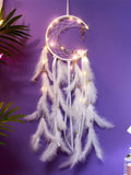 Popxstar Moon Dream Catcher Feather Wind Chimes Hand-woven Wall Bedroom Hanging Ornaments Birthday Festival Gifts Home Decoration Crafts