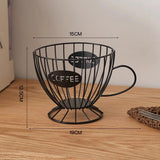 Cup shaped storage basket metal ironwork wood storage rack shelf kitchen living room home hotel restaurant cafe