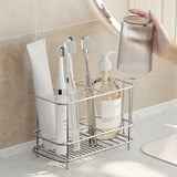 Popxstar  Minimalist Stainless Steel Toothbrush Holder Toothbrush Toothpaste Mouthwash Cup Home Tabletop Storage Rack Bathroom Accessories