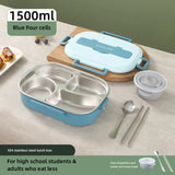 Popxstar  Portable Lunch Box for Kids Students Stainless Steel Thermal Lunchbox with Spoons and Chopsticks Food Container Bento Box