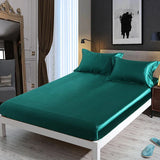 Popxstar Luxury Mulberry Silk Fitted Bed Sheet Set Queen High-end Stain Soft Silk Bedsheet Set with Elastic Band King Szie Mattress Cover
