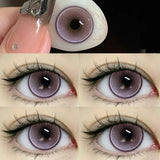 1 Pair Hot Sale Korean Color Contact Lenses Blue Graduated Lens Soft Purple Big Beauty Pupil Degrees 0~-8.00 Myopia