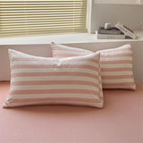 4 Pieces Striped Duvet Cover Set, 100% Washed Cotton Ins Style Bedding Set, Soft Skin Friendly Quilt Cover Bed Sheet Pillowcase