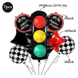 Popxstar  Racing Theme Party Decor Black and White Plaid Wheel Balloon Sport Car Traffic Light Balloon Kids Birthday Racing Party Supplies