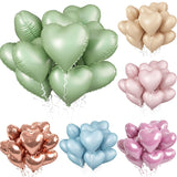 Popxstar 10pcs 18inch Heart Foil Balloons Pink Sage Green Heart Balloon for Birthday Party Valentines Day Wedding Anniversary Decorations