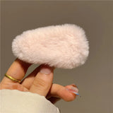 Popxstar Winter Plush Cute Hair Clip Grasping Lamb Children's Broken Hair Pin Clip Headwear Hair Accessories for Girls  Korean Style