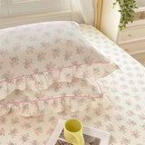 Popxstar 100% Cotton Pillowcase Ruffles Pillow Cover 48x74cm Pillowslip 2pcs Rectangle Cushion Cover for Bed Printed Pillow Case
