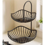 Desktop double-layer storage basket metal iron Retro industrial style vegetable fruit storage rack shelf kitchen household