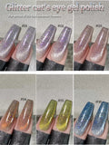 Autumn Winter Blue Black Red Glass Bead Crystal Cat Eye Gel Nail Polish New Whitening High Density Sparkling Nail