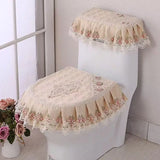 3D Embroidered Toilet Seat Mat Lace Ruffle Edge Toilet Cover Zipper Style Thick Universal Toilet Seat Cushions