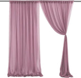 Popxstar  2pcs 5ft x10ft Chiffon Backdrop Curtains, 2 Layer Sheer Fabric Backdrop Drapes Drapes for Bridal Shower Wedding Arch Party Decor