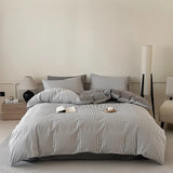 3pcs 100% Cotton Solid Color/two-color/striped/checkered Print Bedding, 1PC Duvet Cover 2PC Pillowcases Soft and Skin-friendly