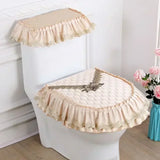 3D Embroidered Toilet Seat Mat Lace Ruffle Edge Toilet Cover Zipper Style Thick Universal Toilet Seat Cushions