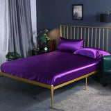 Popxstar Luxury Mulberry Silk Fitted Bed Sheet Set Queen High-end Stain Soft Silk Bedsheet Set with Elastic Band King Szie Mattress Cover