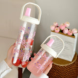 New Plastic Water Bottle With Straw Lid Portable Large Capacity Bubble Milk Tea Cups for Children Students Leak Proof Coffee Cup