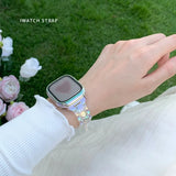 popxstar Laser Transparent Acrylic Strap for Apple Watch Band 42mm 46 41 38 45 44 49 40mm Women Bracelet for iWatch Series 10 9 8 7 6 5