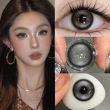 (0.00~-8.00) Mill Creek 1Pair Colorful Contact Lenses for Eyes Myopia Soft Lens Brown Eyes Nature Color Lenses Grey Beauty Pupil
