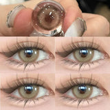 Popxstar 1Pair Brown Colour Contacts Lenses Circular Myopia Degree -0.00to-8.00 Natural Lenses Beauty Pupil