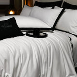 Popxstar  1000TC Egyptian Cotton Solid Color Bedding Set King Queen Size White Hotel Style Duvet/Quilt Cover Fitted Bed Sheet Pillowcases