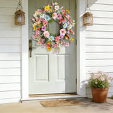 Popxstar  Artificial Daisy Flower Wreath for Spring,Valentine Easter Door Wall Decor, Wedding Party Garland Indoor Outdoor Home Decoration