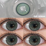 Popxstar Prescription Contact Lenses Myopia Lenses with Diopters Green Pupils Color Contact Lenses for Eyes Blue Lens 1 Pair/2pcs