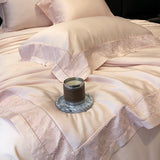 Popxstar  Lyocell Bamboo Fiber Luxury Embroidery Summer Quilt Soft Silky Thin Comforter Blanket With Bed Sheet Pillowcases Bedding Set
