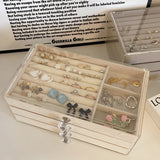 Popxstar Acrylic Transparent Jewelry Storage Box Organizer Anti-oxidation Drawer Type Multi-layer Large Capacity Exquisite Display Box