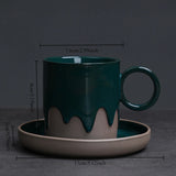 Creative Retro Coarse Ceramic Flow Glazed Coffee Cup Plate Set Latte Cup Home Makeup Cup