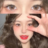 Two Pieces Brown Colored Contact Lenses Big Eyes Lenses Students Beautiful Round Contact Lenses Cosmetics Eye Contact Natural