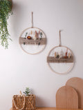 Popxstar  Handcrafted Wooden Wall Hanging Vase Decoration Rustic Jute Rope and Natural Dried Flowers for Home Living Room Bedroom Decor