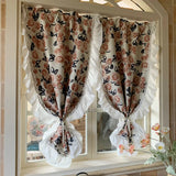 Popxstar  1pcs Countryside Printed Full Blackout Curtain Fabric UV Protection Sun Protection Non Perforated Living Room Balcony Curtains