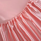 Popxstar Luxury Fitted Sheet High-End Solid Color Mattress Cover With Elastic Band Bedsheet Single Double Queen King Size Satin Fit Sheet