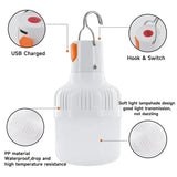 Popxstar Outdoor USB Rechargeable LED Lamp Bulbs High Brightness Emergency Light Hook Up Camping Fishing Portable Lantern Night Lights