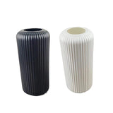 Popxstar  Striped Ceramic-Like Plastic Vase For Flowers Decorative Floral Arrangement Display Creative Little Flower Vase