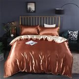 Popxstar High-end Blending Natural Mulberry Silk Bedding Set Luxury Satin Silky Queen Size Duvet Cover Set with Sheets King Size Bed Set