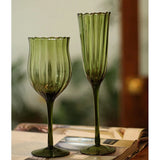 Popxstar  1Pcs Vintage Green Champagne Glass Home Party Goblets Red Wine Cup Wave Pattern White Wine Flute Whisky Cup For Party Wedding