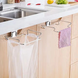 Popxstar  1pc Stainless Steel Kitchen Trash Bag Holder Cabinet Door Mount Organizer Closet Storage Waste Bin Rack Garbage Can Tool ﻿