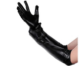 Popxstar Women Sexy Wet Look Long Gloves for Costume Cosplay, Long Patent Leather Gloves Elbow Length Long Gloves for Wedding Evening