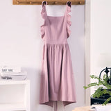 Popxstar Cross Back Apron Kitchen Apron Ruffled with Pockets for Chef Gardening Pink Work Women with Big Pinafore Dress Cooking Baking