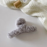 Popxstar Winter Plush Hair Claw Clip Faux Fur Elegant Acrylic Hairpins Women Hair Clip Barrette Crab Headwear Girls Hair Accessories Gift