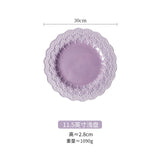 popxstar Purple Disc Lace Relief Series Ceramic Tableware Bowl Plate Tableware