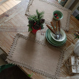 Popxstar Table Runners Farmhouse Rustic Natural Jute Lace Vintage Country Wedding Birthday Thanksgiving Christmas Party Table Decoration