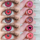 Popxstar 1 Pair Cosplay Pink Lenses for Eyes Anime Lenses for Halloween Nezuko Colorcon y2k Eye Contacts Graduated Lenses