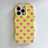 Cute Heart Wave Edges Shockproof Protective Phone Case for iPhone 17 17pro 17promax 13 14 15 16 16promax Girly Cover Case