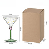 Popxstar  Retro Colorful Polka Dots Glass Cup Transparent Cocktail Glasses High Footed Cocktail Champagne Glasses Home Bar Party Drinkware