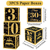Popxstar  Gold Black Birthday Number Paper Boxes 18 30 40 50 60 70 75 80 Year Old Birthday Party Decoration Adult Birthday Party Supplies
