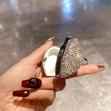 Popxstar  1pc Heart-Shaped Pill Organizer Diamond-Studded Portable Case for Vitamins Medication Weekly Travel Pill Box Portable Compact